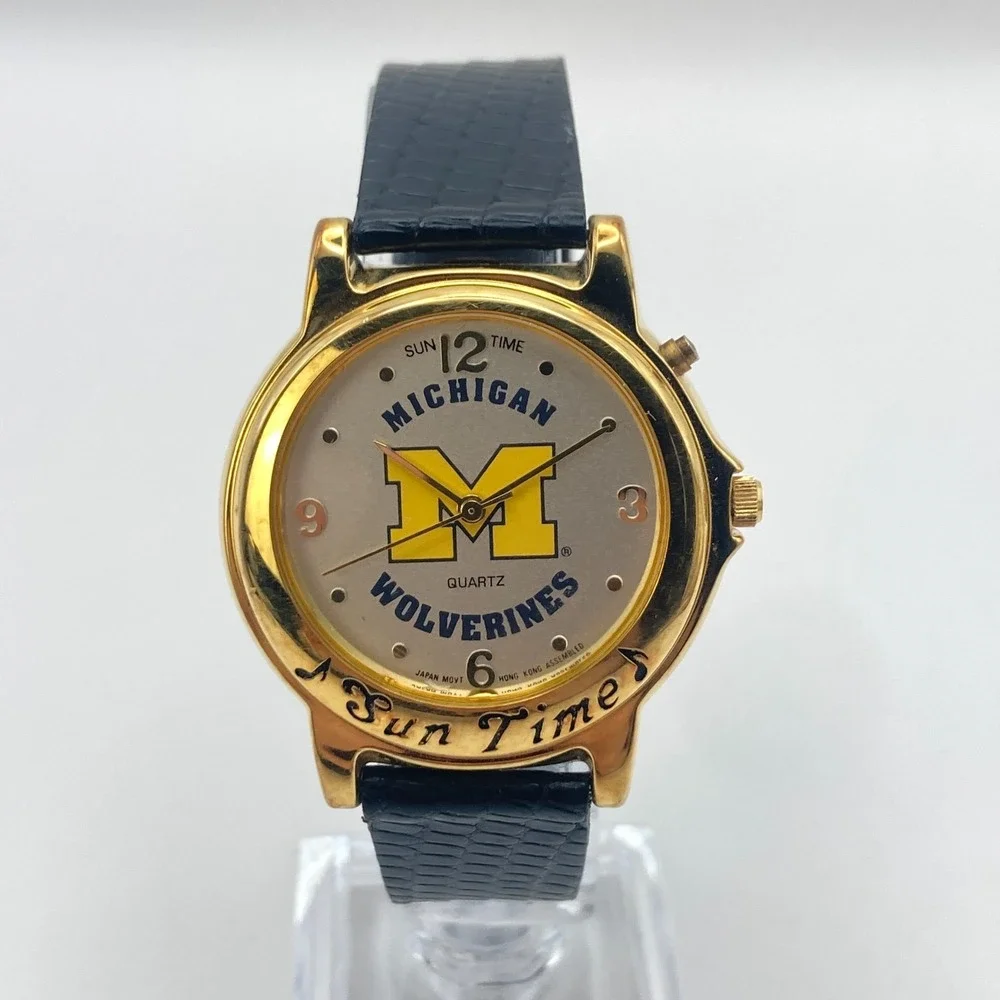 University of Michigan Wolverines Men's Watch 34mm Sun Time NO MUSIC New Battery